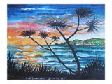 Tramonto a Spotorno Cm 19,5 X 24,5 Tempera acquarellata su carta 1987